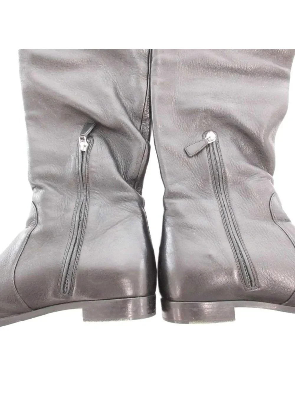 Prada Leather Long Boots Shoes Pointed Toe Black
